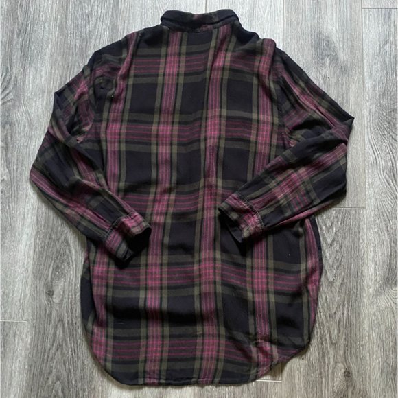 Express Womens Plaid Flannel Shirt-Multicolor-Size Large-GUC - Picture 8 of 8